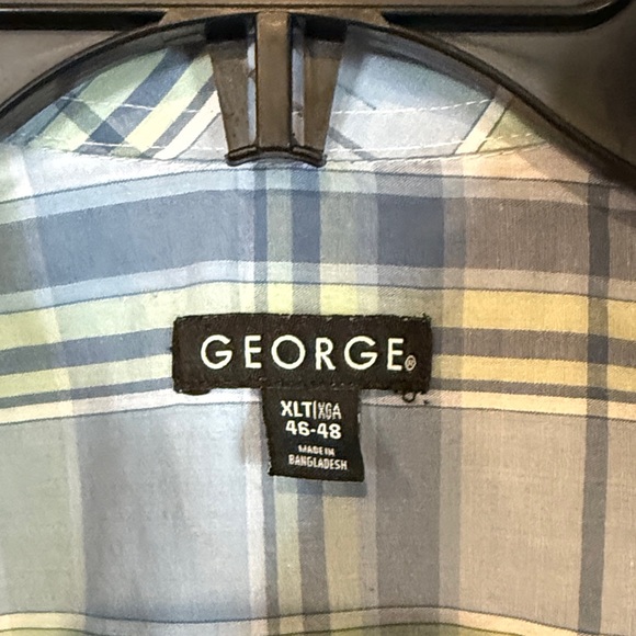 George Men's Casual Blue and Green Plaid Shirt - Picture 2 of 8